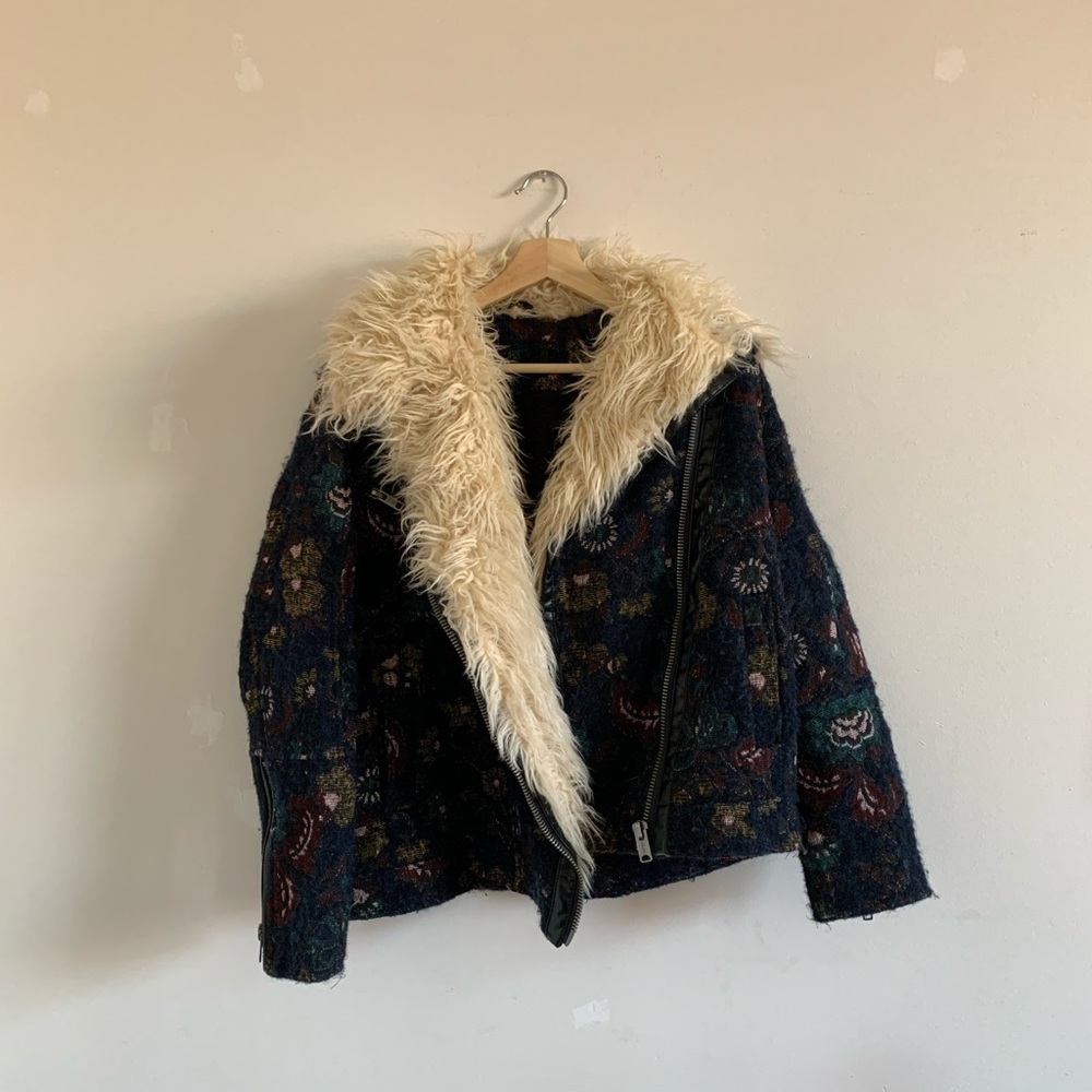 Free People wool & fur jacket